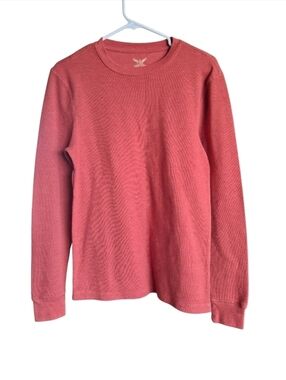 Faded Glory Men's Waffle Knit Thermal Long Sleeve Crew Neck Shirt - Burnt Orange